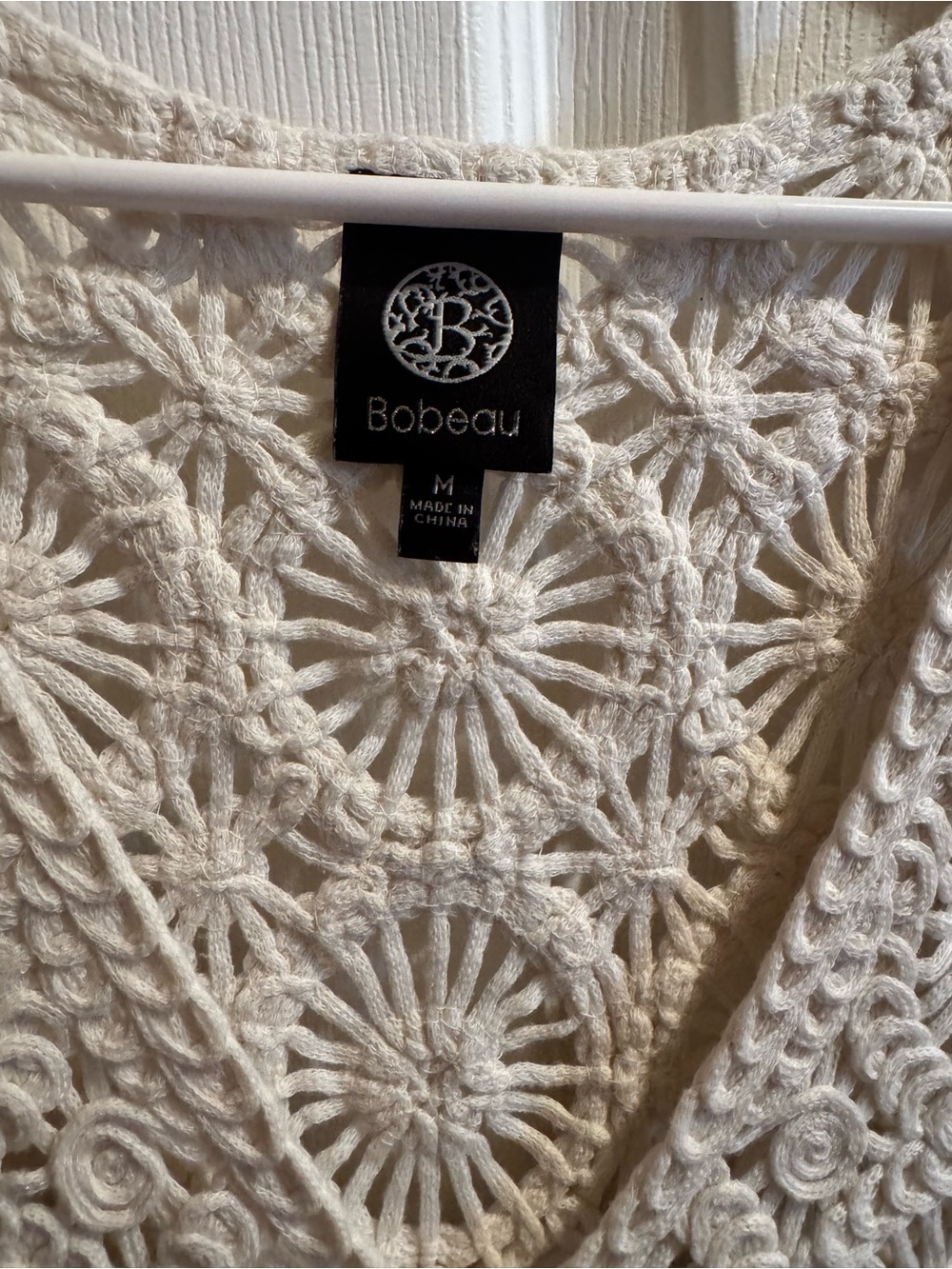 bobeau Cream Crochet Lace Button-Up Vest - Picture 3 of 3